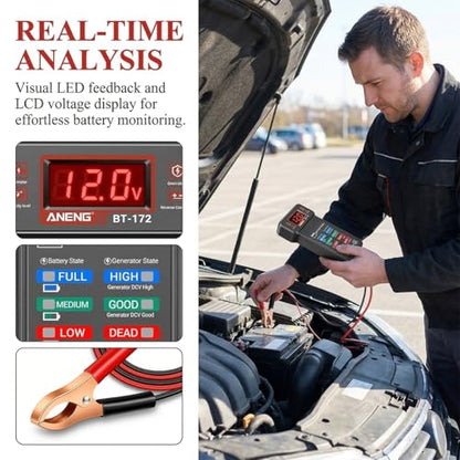 12V Car Battery Tester with LED Display & Indication, Digital Vehicle Battery Alternator Starter Load Tester, Auto Batteries Voltmeter Charging System Analyzer Monitor, Universal Fit