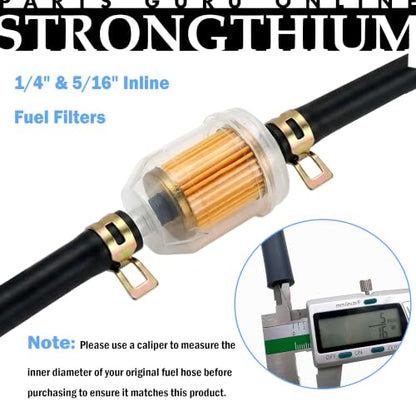 Strongthium 10PCS 1/4" & 5/16" Inline Fuel Filters with Magnet
