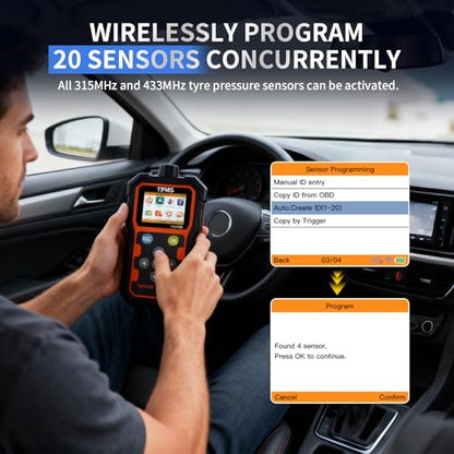 TPMS Diagnostic Programmer, OBD2 Code Reader, Key Frequency Detection