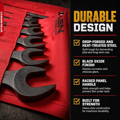 ABN Large Combination Wrench Set SAE 1-5/16 to 2in - Standard 10 Piece Jumbo Open End Wrench Set