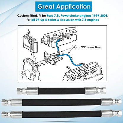 High Pressure Oil Pump HPOP Hoses Lines Kit & Crossover Line & Master Service Kit for Ford 7.3L Powerstroke Diesel engines F-series E-series Excursion 1999 2000 2001 2002 2003 - style: HPOP Hoses Lines Kit+HPOP Master Service Kit