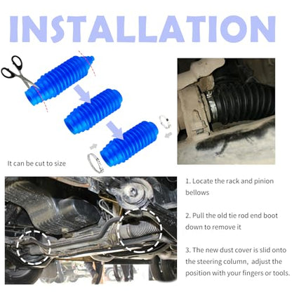 Tie Rod Boot Kit with Pinion Bellow Cable Ties and Clamps,Waterproof & Dustproof Rack and Pinion Boot for Steering System Protection,Silicone Inner Tie Rod Boot Car Accessories (Blue) - color: Blue