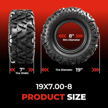 ATV Tires 19x7-8,4-Ply Tubeless Tire,Set of 2 - size: 19x7-8