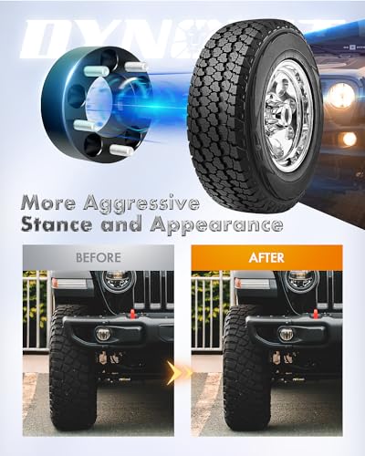 Dynofit 2 inch 5x4.5 Wheel Spacers for XJ KJ KK TJ ZJ, 80.5mm Hub Bore, 1/2"-20 Thread Pitch 5x114.3 Forged Spacer for Mustang Explorer Ranger Cherokee Wrangler Liberty Grand Cherokee