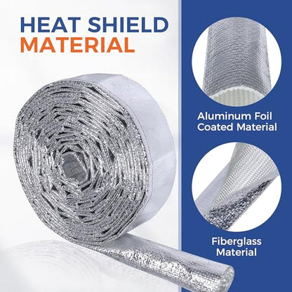 Automotive Aluminum Heat Shield Sleeve Wrap Wire Up to 485 °F, Cable Heat Shield Fire Sleeve Heat Resistance Silver Inner Diameter (3/4"-22ft) - size: 3/4"-22ft