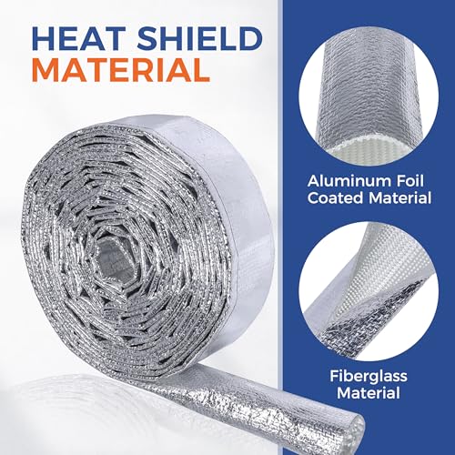 Automotive Aluminum Heat Shield Sleeve Wrap Wire Up to 485 °F, Cable Heat Shield Fire Sleeve Heat Resistance Silver Inner Diameter (3/4"-14ft) - size: 3/4"-14ft