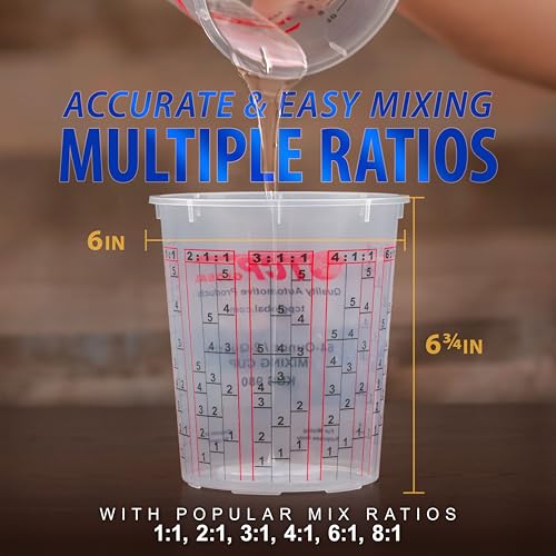 Custom Shop Paint Mixing Cups, 64-Ounce, Box of 100, Plastic Measuring Cups