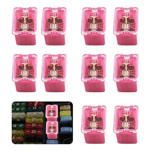 10PCS Jcase Car Fuses,Low Profile Box-Shaped 30 Amp Fuse for Protection of Circuit Systems,Universal Micro Cartridge Fuses Automotive Accessories for SUVs,Trucks,Cars - color: 10pcs 30A
