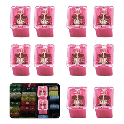 10PCS Jcase Car Fuses,Low Profile Box-Shaped 30 Amp Fuse for Protection of Circuit Systems,Universal Micro Cartridge Fuses Automotive Accessories for SUVs,Trucks,Cars - color: 10pcs 30A