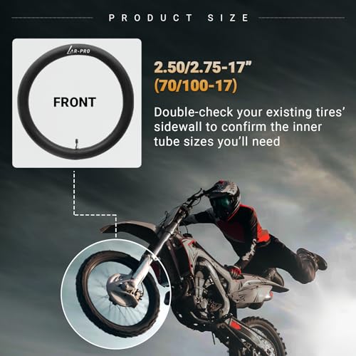 (2-Pack) 2.50/2.75-17”（70/100-17） Motorcycle Inner Tubes - Compatible with Honda, Coolster, TaoTao, 110cc, 125cc, and 140cc, Dirt Bikes, Moped, and Scooters and More - size: 2.50/2.75-17 (70/100-17), TR4 Valve