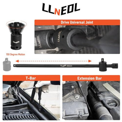 LLNEDL 1/4 Inch Drive Impact Socket Set, 83Pcs Socket Wrench Set Metric & SAE from 4-15mm, 5/32-9/16", 6 Point CR-V Deep & Shallow Sockets Kit with 72T Ratchet Handle, E Torx, for Automotive & Home - size: 83pcs 1/4 inch socket set
