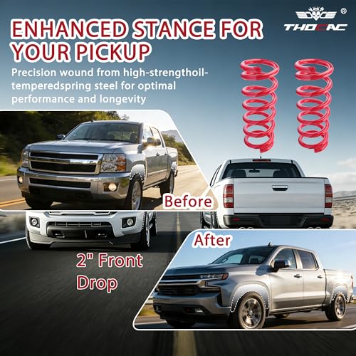 2” Front Drop Coil Springs Lowering Kit for 1999-2007 Chevy Silverado/GMC Sierra 1500 (2WD V8 Only)-Red - color: red, size: 1999-2007 Silverado/Sierra 1500 2''Drop