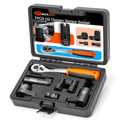 7 Piece Oxygen Sensor Socket Set with Ratchet Wrench