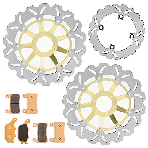 Front Rear Brake Disc Rotors Pads Kit for Honda CBR 900 RR Fireblade 1998 1999 - color: Gold, size: CBR 900 RR Fireblade 1998 1999