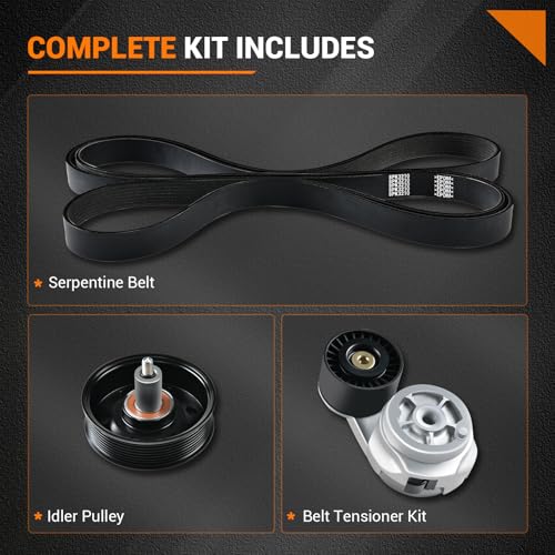 Tecoom Automotive Replacement Serpentine Belt Tensioner Idler Pulley Set Compatible with Dodge Ram 2500 3500 03-10, 4500 5500 08-10 & Ram 2500 3500 4500 5500 11-12, 90K38285 - size: 90K-38285