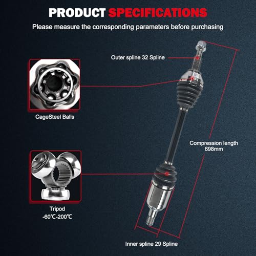 CCIYU CV Axle Shaft Assembly for Infiniti JX35 / QX60 2013-2015 - 66-6439