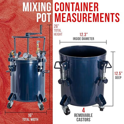 TCP Global 5 Gallon (20 Liter) Heavy Duty Steel Pressure Pot Paint Tank - size: 5 Gallon Hand Crank