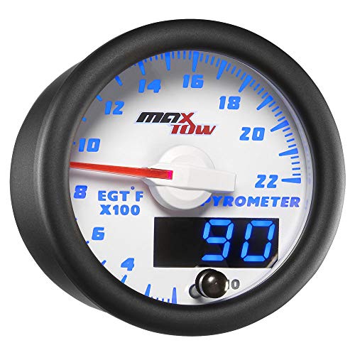MaxTow White & Blue 2200F Exhaust Temp EGT Gauge Kit, 2-1/16" 52mm