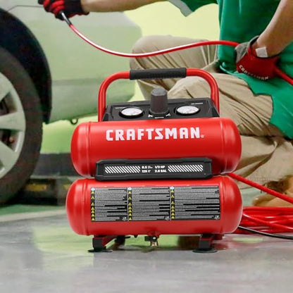 Craftsman 2-Gallon Air Compressor, 1/3 HP Oil-Free Twin Tank, 125 PSI