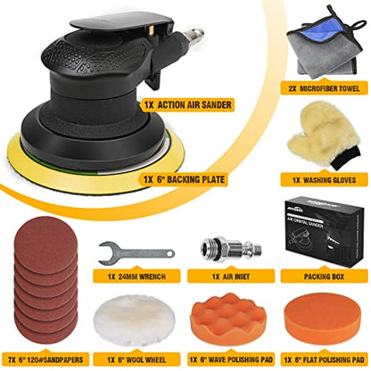 Autolock 6 Inches Air Random Orbital Sander, Pneumatic Palm Sander 1pcs - size: 6 Inch