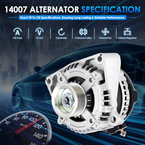 14007 Car Alternators Fit for Chevrolet Silverado 1500 2014-2019, Tahoe Suburban, for GMC Sierra 1500, Yukon, for Cadillac Escalade ESV 4.3L 5.3L 6.2L 6.6L Automotive Replacement Alternator - size: #14007N, 14007 Alternator