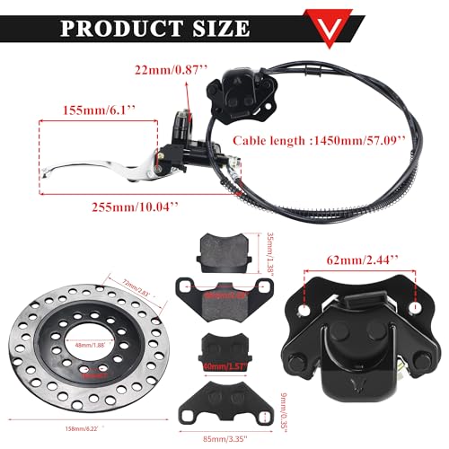 PRO BAT ATV Hydraulic Disc Brake Kit with Brake Caliper Rotor - color: Silver&Black