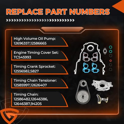 LS Oil Pump Timing Chain Kit with Gasketes 5.3 High Volume for Chevy GMC - size: 10295