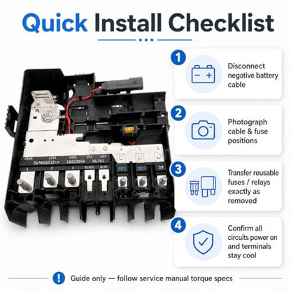 Underhood Battery Distribution Fuse Block Assembly, Engine Compartment Fuse & Relay Box Junction Block, Battery Junction Block Replaces OE 84646134 84493556 (Superseded by 85015808) - Confirm Fitment