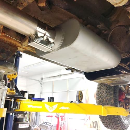 Universal Mufflers Performance Automotive Exhaust Aluminized Steel Muffler Dual Chamber 2.5" center inlet (ID) 2.5" dual outlet (ID) FH425400 - color: Black, size: 2.5" in - 2.5" dual out