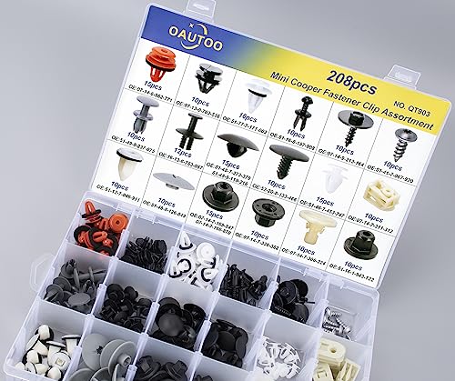 208pcs for Mini Cooper Auto Body Interior and Exterior Retainer Fastener Clip Assortment