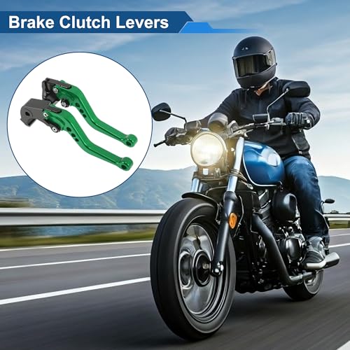 Short Brake Clutch Levers for Kawasaki Z1000SX/NINJA 1000/Tourer 2011-2016 6 Position Adjustable Motorcycle Handlebar Brake Lever Aluminum Alloy Green - color: Green