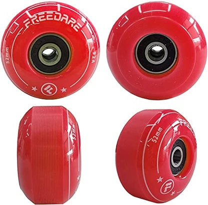 FREEDARE Skateboard Wheels 52mm and Bearings, Spacers Installed 92A for Street Tricks(Pack of 4) - color: red