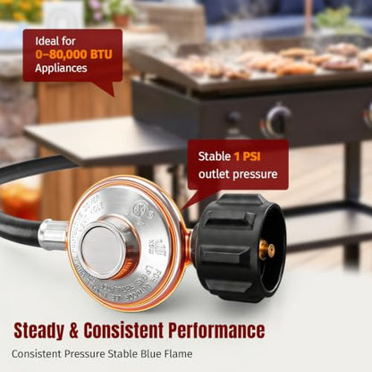 SHINESTAR 5 FT Gas Grill Regulator and Hose, 3/8" Female Flare - size: 5 Feet