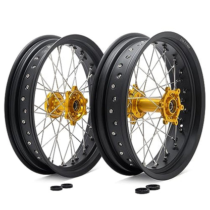 TOFR 17"x3.5" 17"x4.25" Spoked Wheels Rims Hubs for Sur-Ron Ultra Bee Gold - color: Gold, size: 17" Front 17" Rear