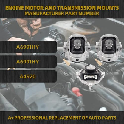 Dasbecan 3PCS Engine Motor Trans Mount Compatible with Audi A4 A5 2008-2017