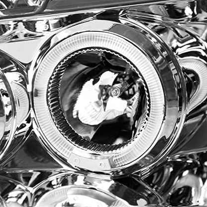 SPEC-D TUNING Chrome LED Dual Halo Projector Headlights - color: Chrome Housing Clear Lens