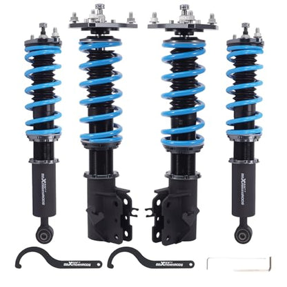 maXpeedingrods Coilover for Mitsubishi Mirage 1997-2001, 24 Levels Damper Adjustable Coilovers Suspension Kit Strut, Height Adjustable Shock Absorrber Struts, T6 Upgraded Lowering Kits Blue