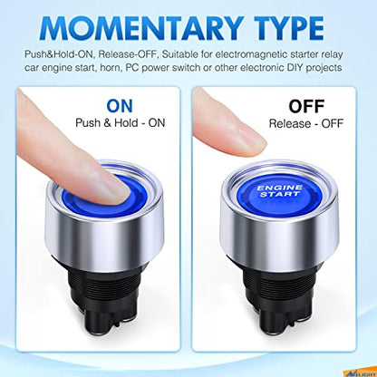 Nilight Start Engine Button 12V DC 50A Blue - color: Blue Start Engine Button