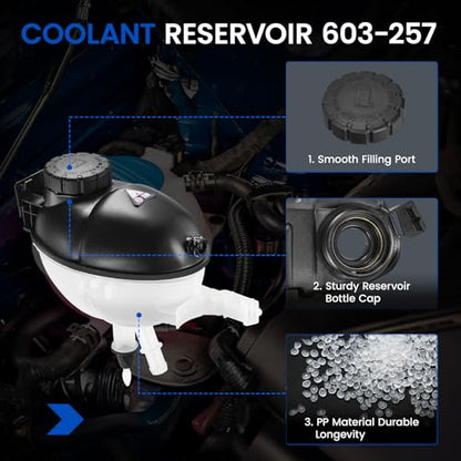 603-257 Engine Coolant Reservoir Tank for Mercedes C/E/CLS - color: White, size: 603-257