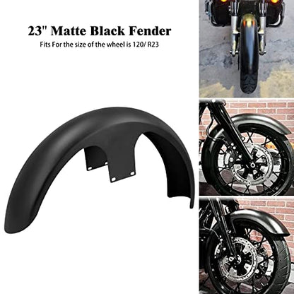 23-Inch Front Fender Fit for Harley Touring 1996-2023 - style: Matte Black 23inch 1996-2023