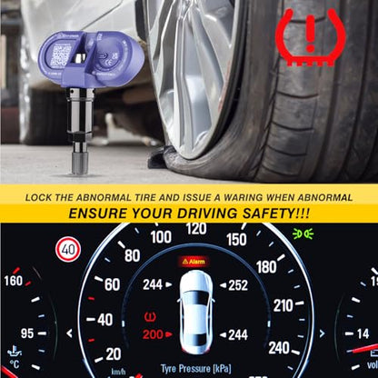 Bluetooth TPMS Sensor-4-Pack for Tesla Model 3/Y 2020+, X/S 2021+, Snap-in Tire Pressure Monitor, Replaces 149070101B - size: 14907-0101B
