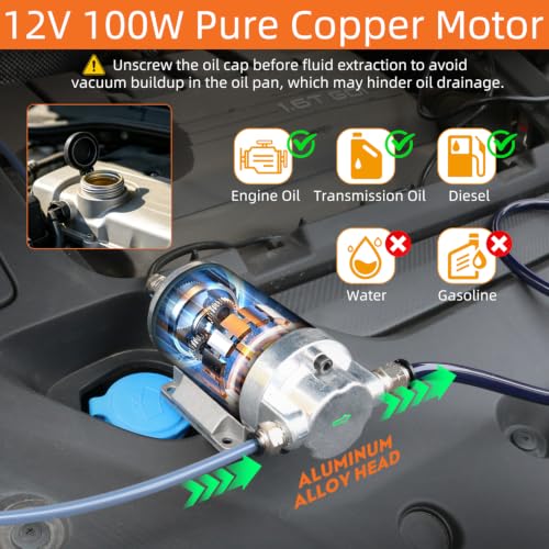 100W Electric Oil Change Extractor Pump, 1-4L/min Oil Transfer Pump for Engine/Transmission Oil Change, Compatible with Milwaukee M18 Battery(Oil Pump-A+Red Adapter) - color: Oil Pump-A+Red Adapter