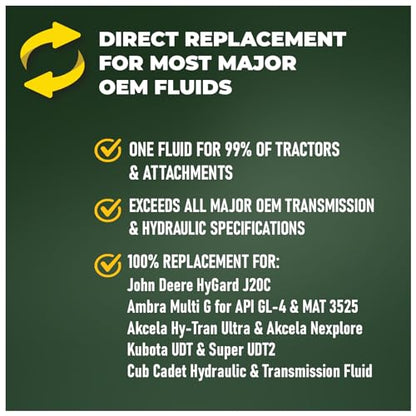 TRIAX Agra UTTO Supreme GL-4 Full Synthetic Tractor Trans-Hydraulic Fluid - Compatible with Kubota UDT2, JD J20C/D, J20D, Case HyTran (1 Gallon) - size: 1 Gallon
