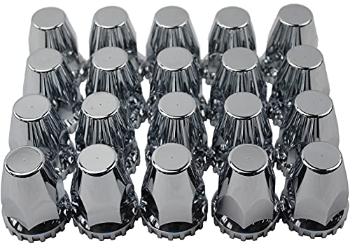 ABS Chrome Plastic 33mm Thread-on Standard Lug Nut Covers for Semi Trucks (Pack of 20) - color: Pack of 20