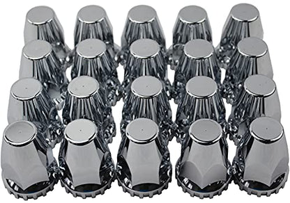 ABS Chrome Plastic 33mm Thread-on Standard Lug Nut Covers for Semi Trucks (Pack of 20) - color: Pack of 20