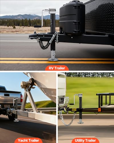 VEVOR 5000 lbs A-Frame Trailer Jack, 15-Inch Vertical Travel, Trailer Lift Jack with Adjustable 7-Level Drop Leg & Drill Socket, Cordless Drill Compatible, Suitable for RV, Utility, Yacht Trailers - size: 5000 lbs (25 inch Stroke)