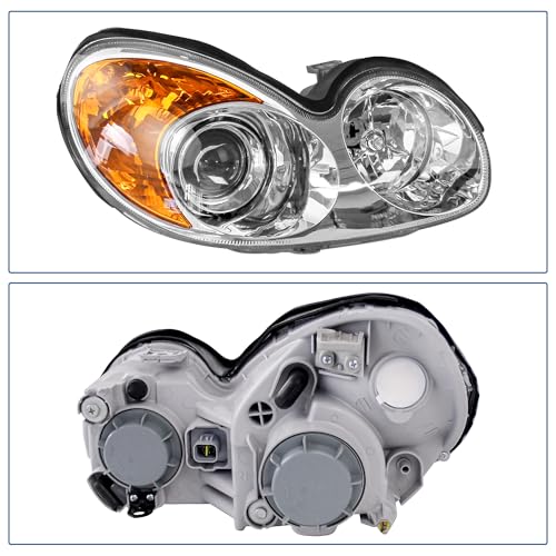 PartsFlow Left And Right Side Headlights For 2002 2003 2004 2005 Hyundai Sonata Chrome Housing Clear Reflector Halogen Headlamps HY2503126 HY2502126 - color: For 02-05 Hyundai Sonata