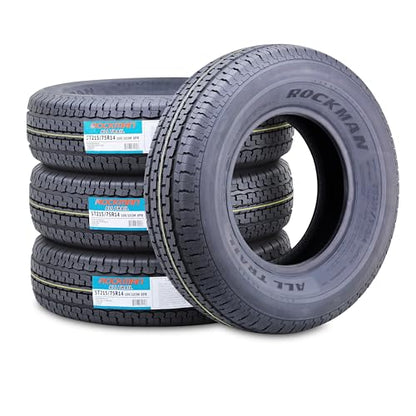 ROCKMAN Trailer Tire ST215/75R14 8-Ply Load Range D 108M Radial 11171, Set4 - size: ST215/75R14