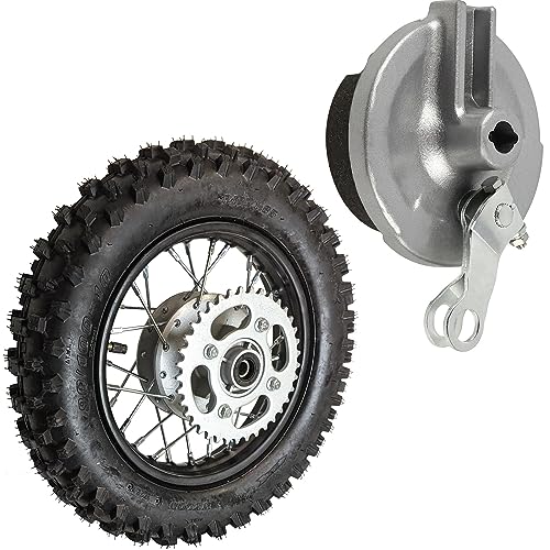 10" Rear Wheel Rim Tire Assembly 12mm Bearing 50cc 70cc 90cc 110cc Dirt Pit Pro Trail Bike CRF50 DRZ70 PW50 BBR50 TTR50 DRZ50 SSR 3.00-10 80/100-10 1.4x10 Drum Brake (Tire: 3.00-10 With Drum Brake) - size: Tire: 3.00-10 With Drum Brake