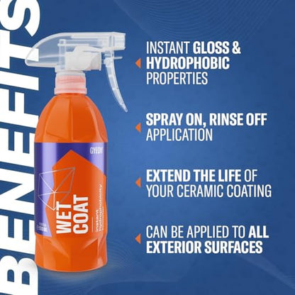GYEON Wet Coat Spray-On Rinse Off Hydrophobic Gloss Coating for Cars 1000ml - size: 33.8 Fl Oz (Pack of 1)